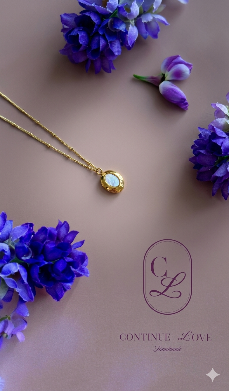 Continue Love — Mother of Pearl Locket Necklace